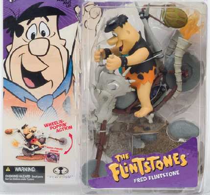 Fred Flintstone ® MOVEABLE Figure & Motorcycle Chopper Diorama SEE IN 3 ...